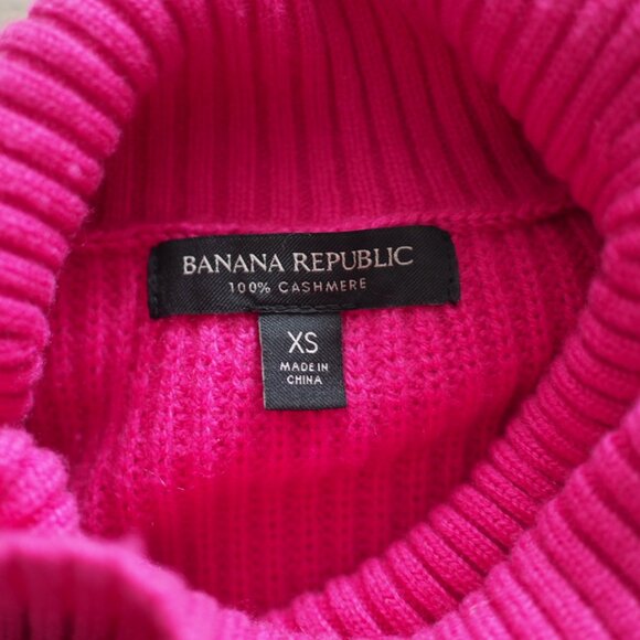 Banana Republic 100% Cashmere Women Pink Turtleneck Preppy Ribbed Sweater Sz XS - Picture 3 of 11
